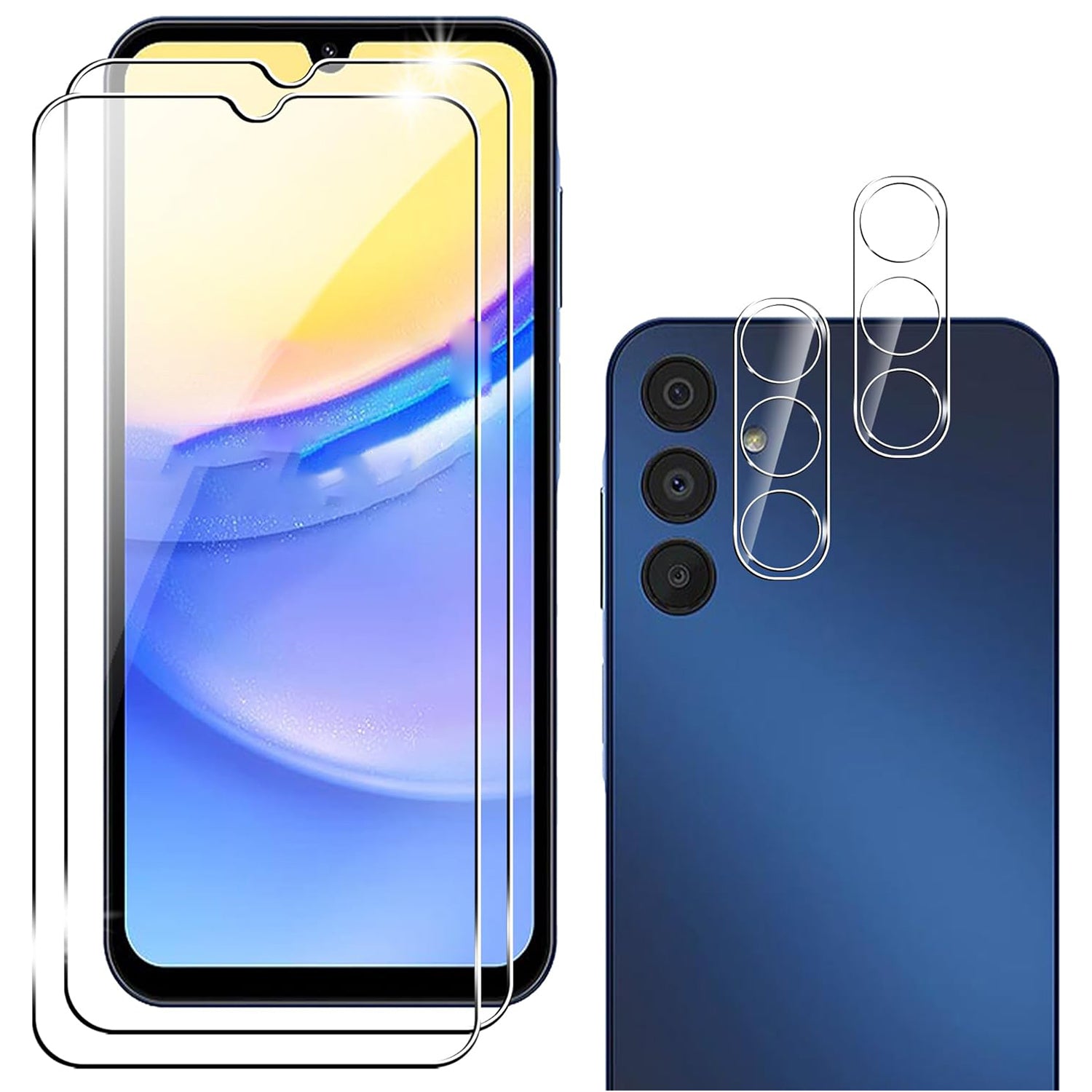 2Pcs For Samsung Galaxy A24 4G (162.1 x 77.6 x 8.3mm) Screen Protector with Camera Lens Protector Tempered Glass 2Pcs For Samsung Galaxy A24 4G (162.1 x 77.6 x 8.3mm) Screen Protector with Camera Lens Protector Tempered Glass
